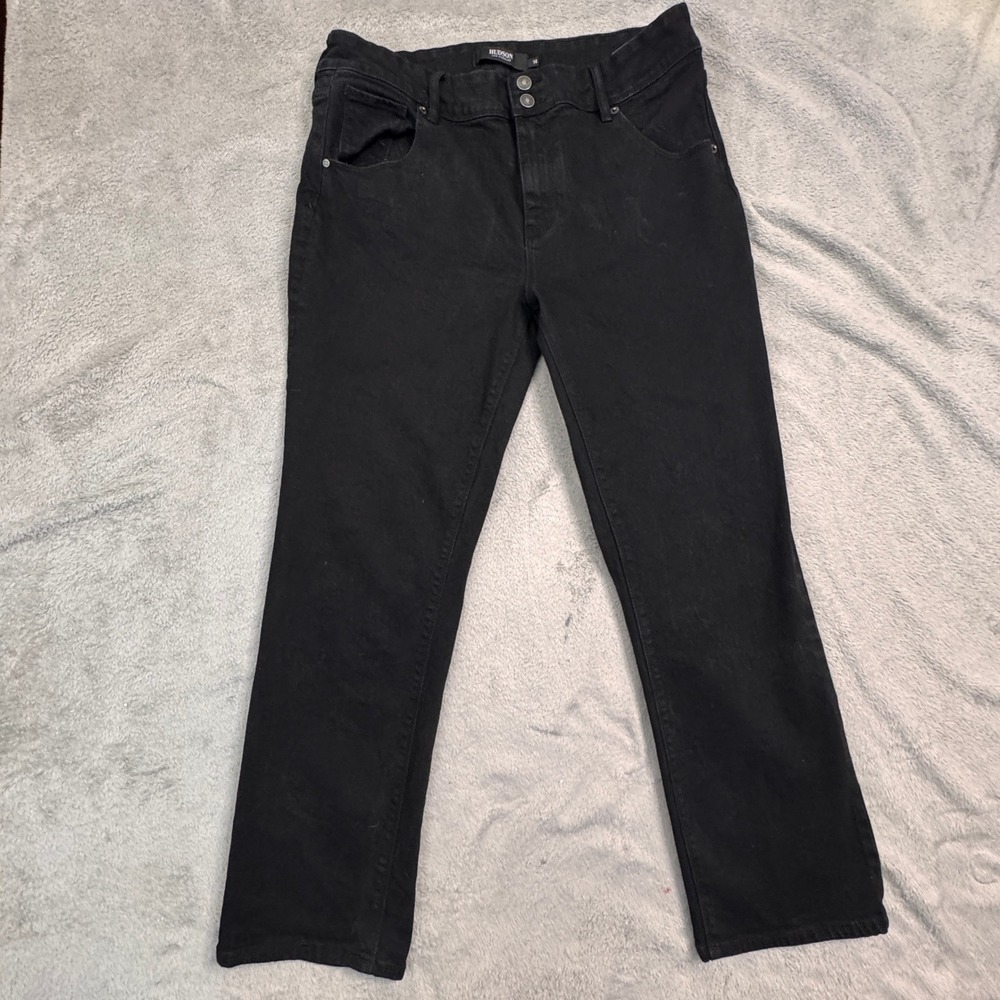 Hudson Los Angeles Black Wash Flap Pocket Denim Jeans Size 14 Women's‎